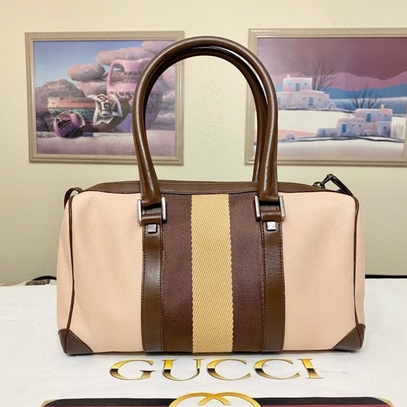 GUCCI Pink Canvas/Leather Handbag 👜 - Picture 3 of 10